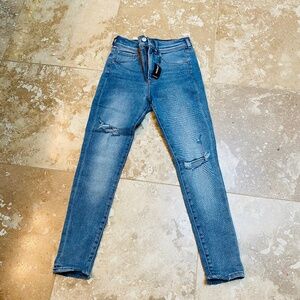 EXPRESS DISTRESSED HIGH RISE SKINNY JEANS size 2Short